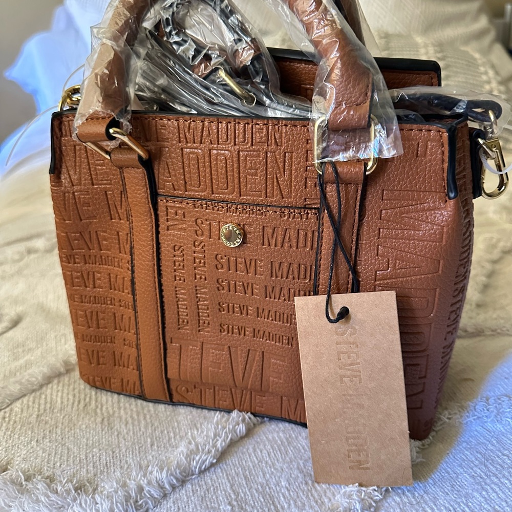 Steve Madden Cognac Embossed Satchel